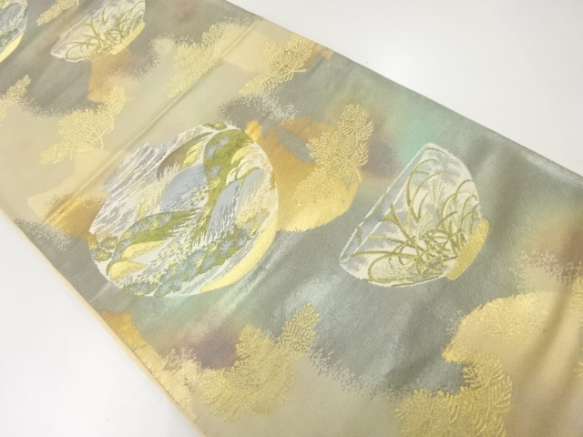 JAPANESE KIMONO / ANTIQUE FUKURO OBI / SILK / WOVEN PINE